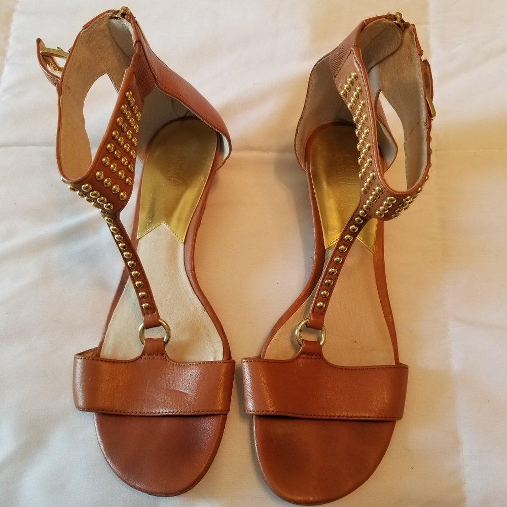 Michael Kors Gold Studded Gladiator Sandals Size 8 1/2